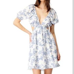 Bardot Blue Pattern Cutout Dress